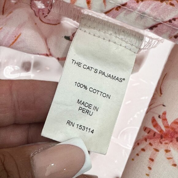 The Cats Pajamas Womens Button-Up Shirt Top SZ Large Flamingos/Palm Tree Print - Picture 7 of 11